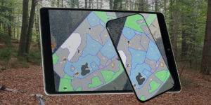 I eSkogs fältapp har du alltid tillgång till kartan över din skog.