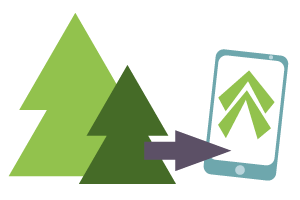Ikon för eSkogs fältapp för digital skogsbruksplan